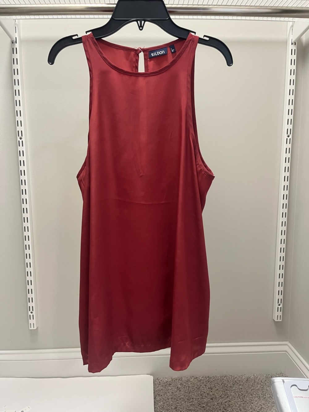 Tildon Women's Brick Red Satin Sleeveless Camisole